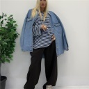 maglia con righe a contrasto oversize mocha